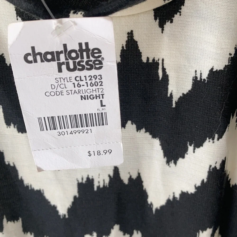 NWT Charlotte Russe Sz Large Y2K black and white zebra top chevron pattern shirt - Picture 3 of 4